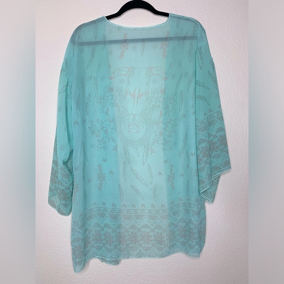 Dreamy Boho Kimono in Dusty Turquoise - Picture 5 of 7